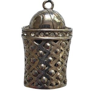 Basketball Hoop Pendant‎ Charm Rhinestone Silver Tone Sports Collectible
